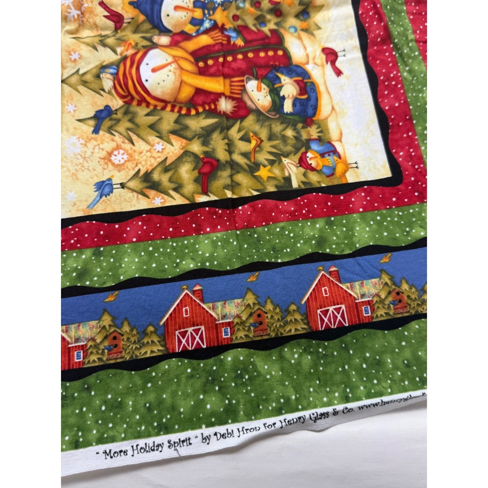 Vintage Snowman Fabric Panel More Holiday Spirit by Debi Hron Henry Glass 22"
